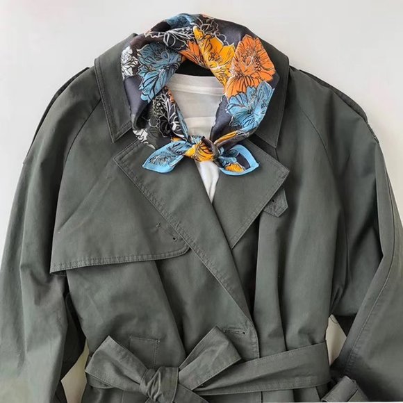 Luxury Designer Inspired Orange Bloom Neck Scarf - Picture 1 of 6